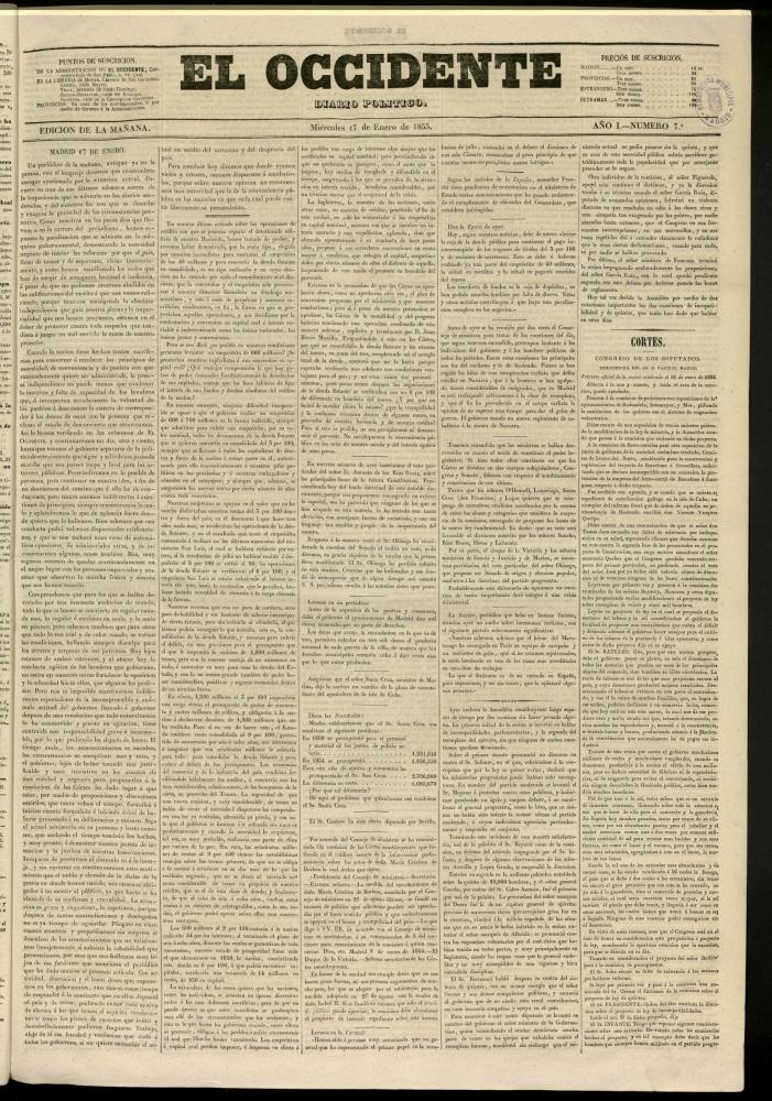 El Occidente: diario poltico del 17 de enero de 1855, n 7