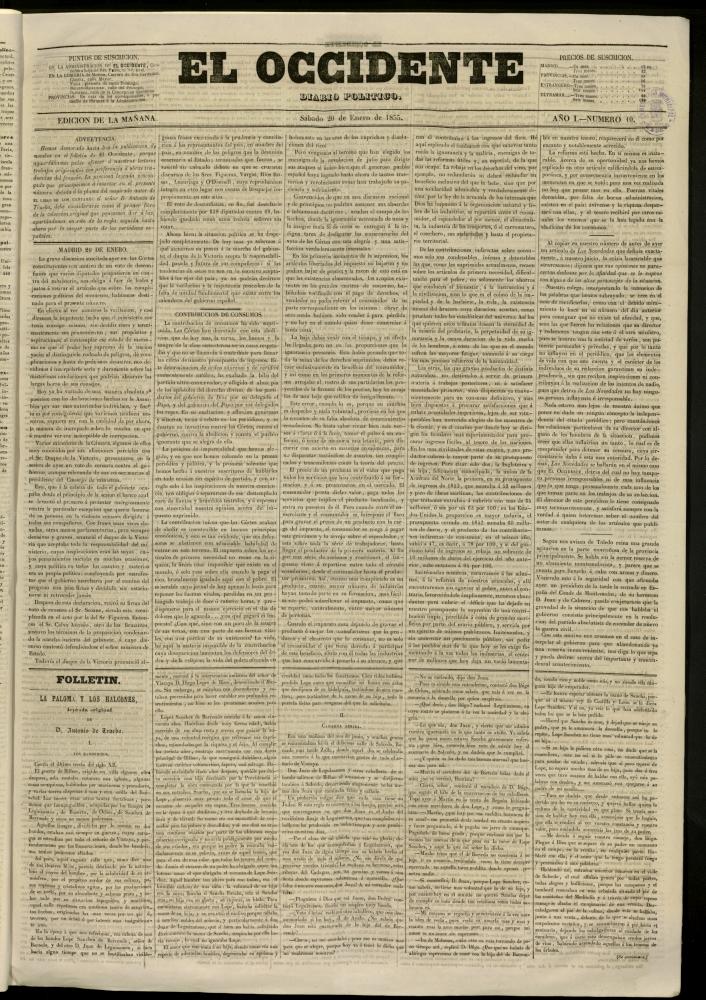 El Occidente: diario poltico del 20 de enero de 1855, n 10