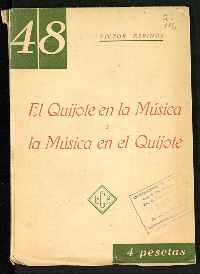 El Quijote en la msica y la msica en el Quijote : ensayo panormico