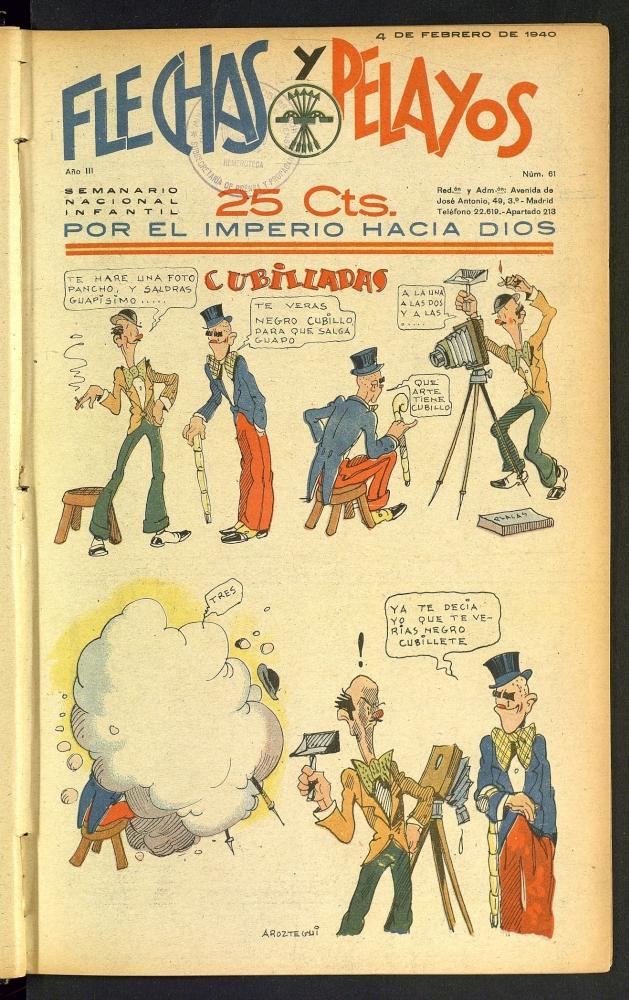Flechas y Pelayos : semanario nacional infantil del 4 de febrero de 1940, nº 61
