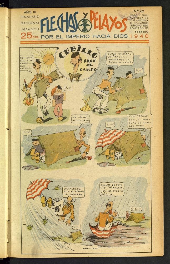 Flechas y Pelayos : semanario nacional infantil del 11 de febrero de 1940, nº 62