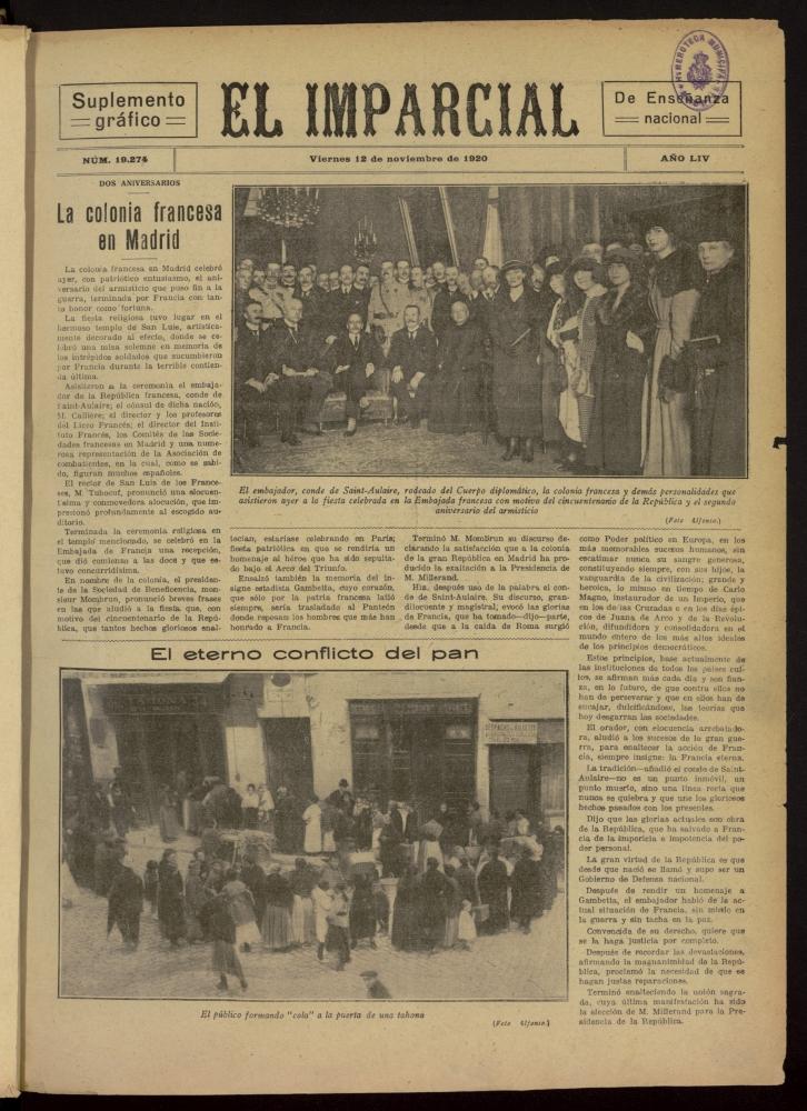 El Imparcial : suplemento grfico del 12 de noviembre de 1920, n 19274