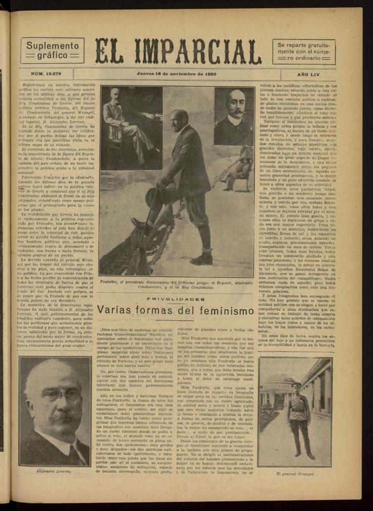 El Imparcial : suplemento gráfico del 18 de noviembre de 1920, nº 19279