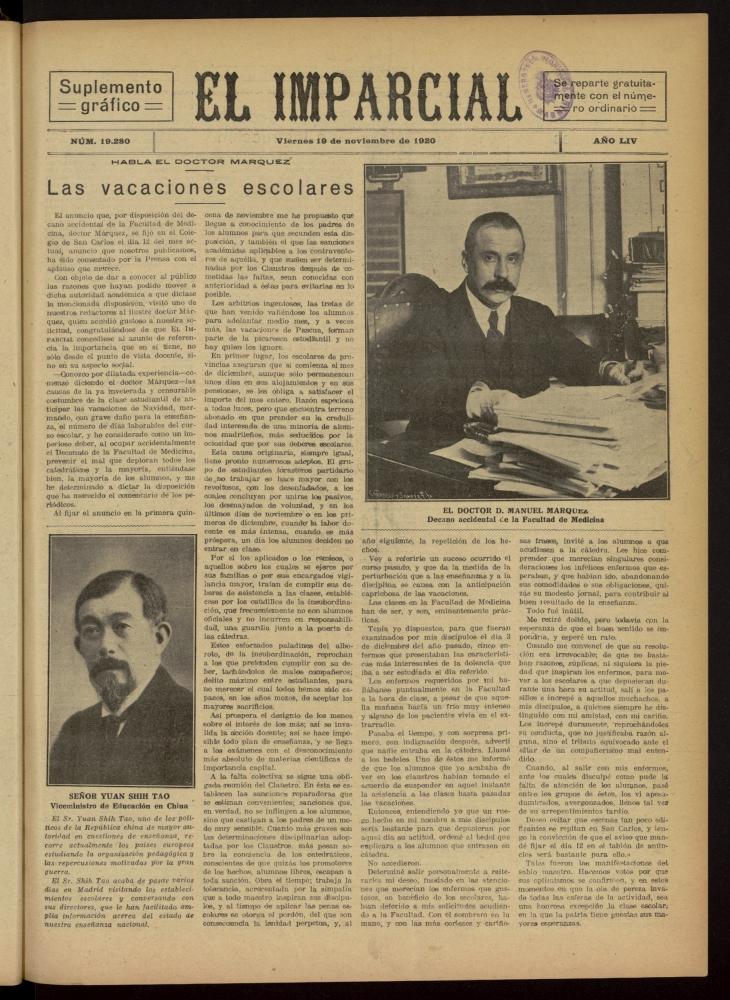 El Imparcial : suplemento gráfico del 19 de noviembre de 1920, nº 19280