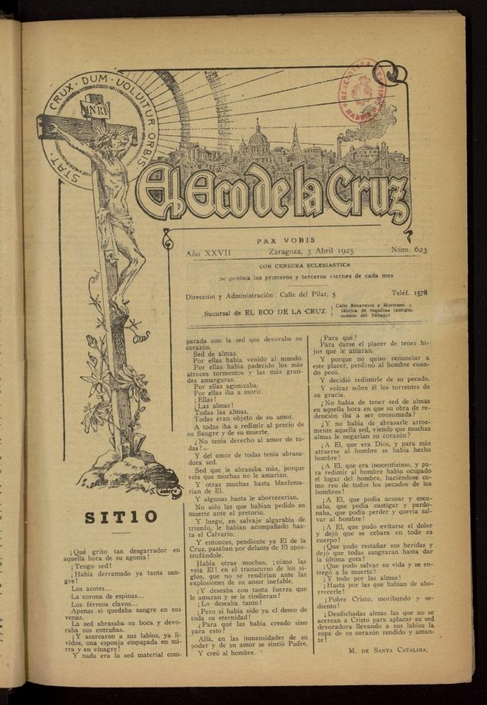 El Eco de la Cruz del 3 de abril de 1925, nº 623