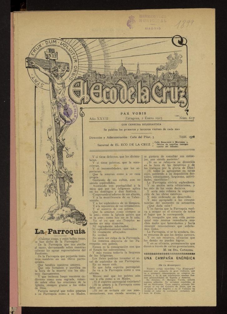 El Eco de la Cruz del 2 de enero de 1925, nº 617