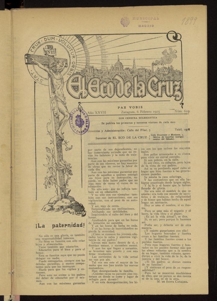 El Eco de la Cruz del 6 de febrero de 1925, nº 619