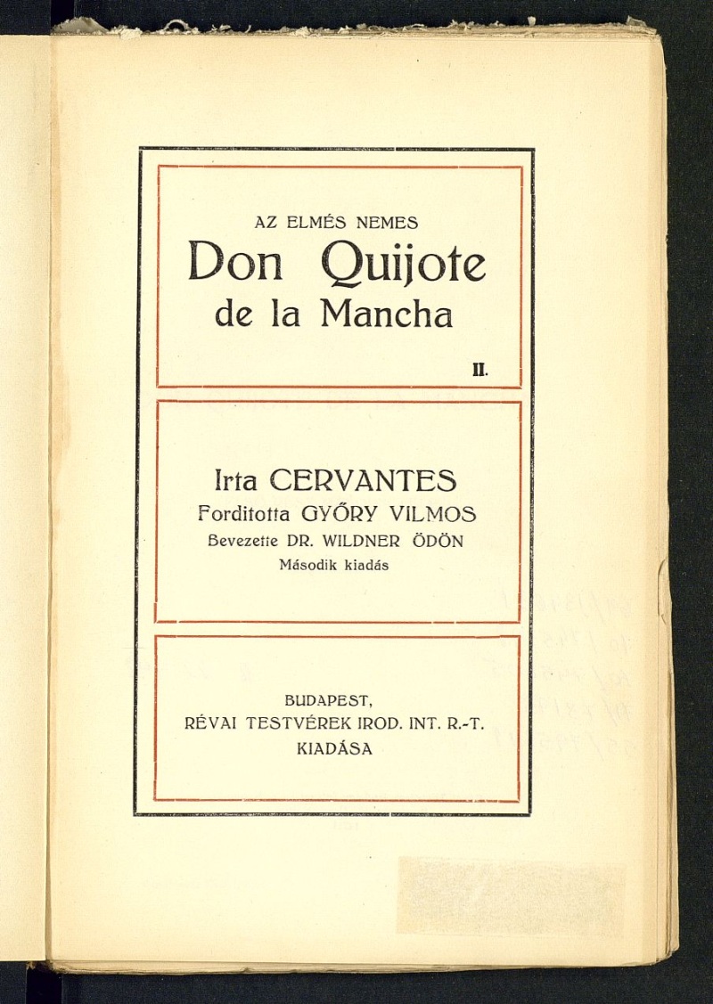 Az elms nemes Don Quijote de la Mancha. Tomo II