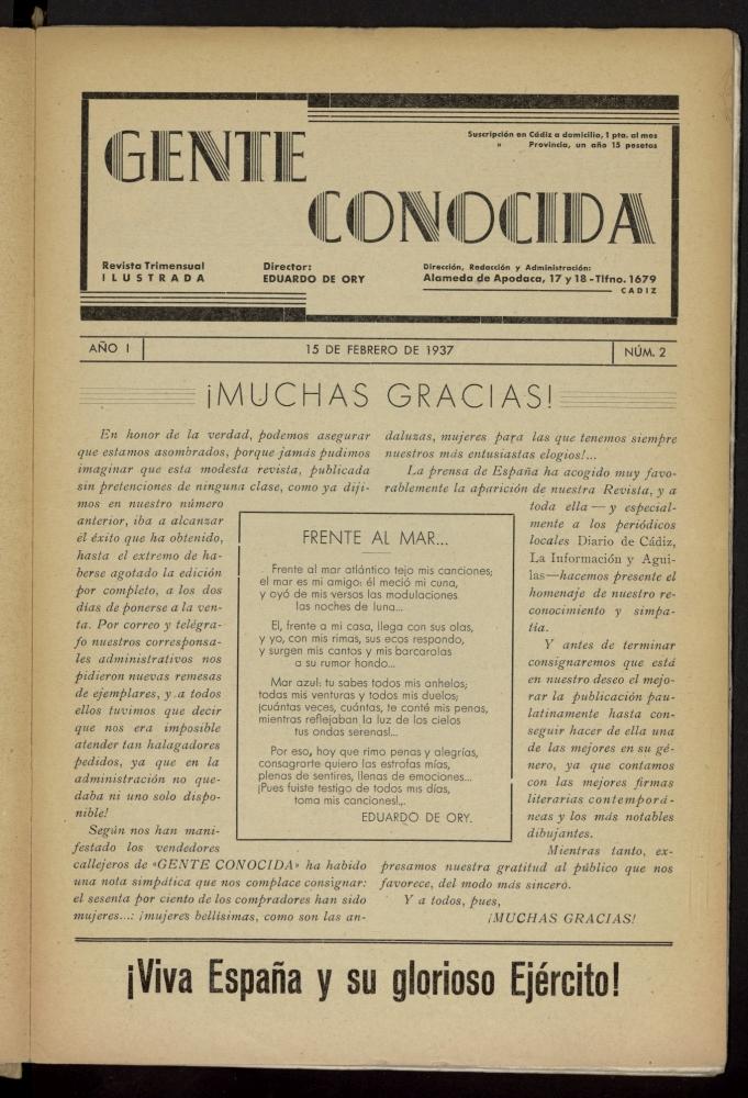 Gente Conocida : revista semanal ilustrada del 15 de febrero de 1937, n 2