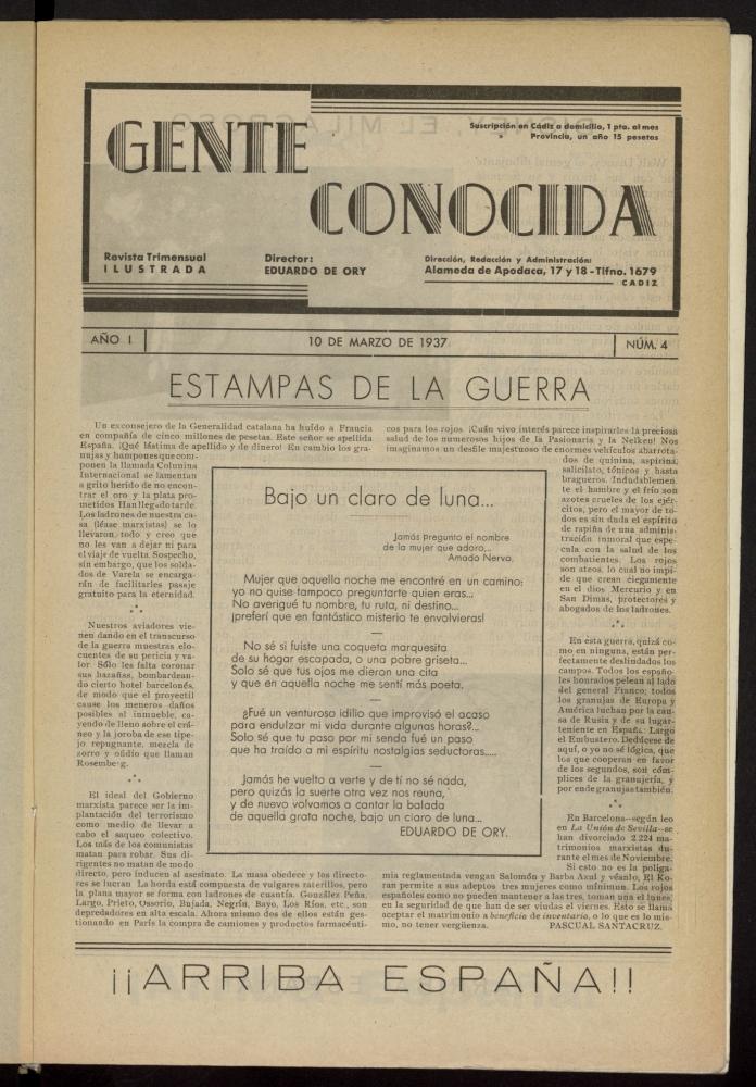 Gente Conocida : revista semanal ilustrada del 10 de marzo de 1937, n 4