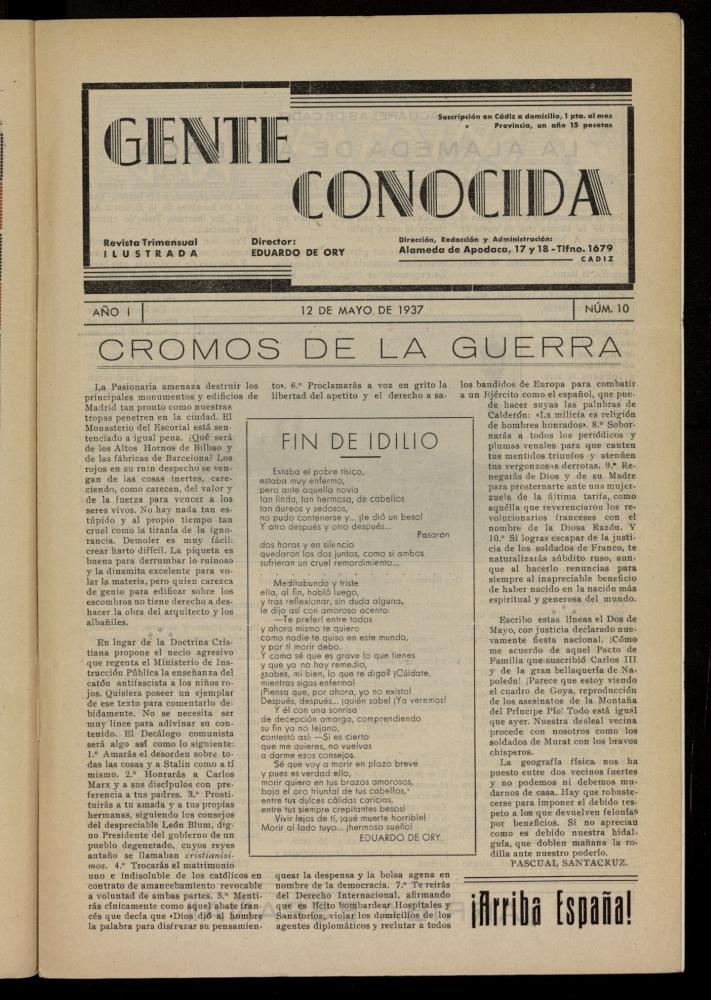Gente Conocida : revista semanal ilustrada del 12 de mayo de 1937, n 10