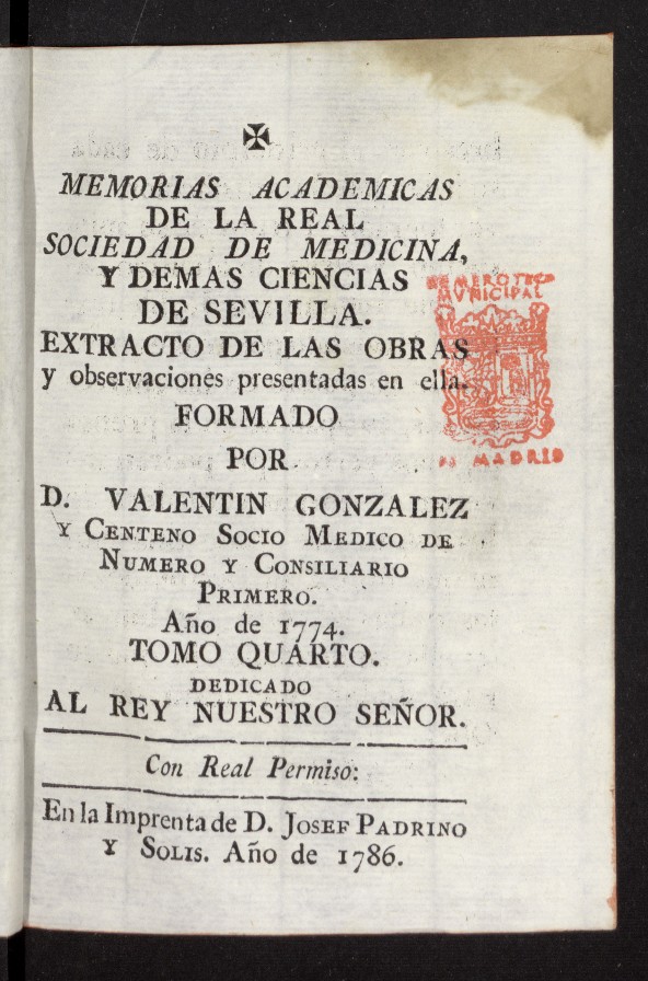 Memorias académicas de la Real Sociedad de la Medicina de 1786