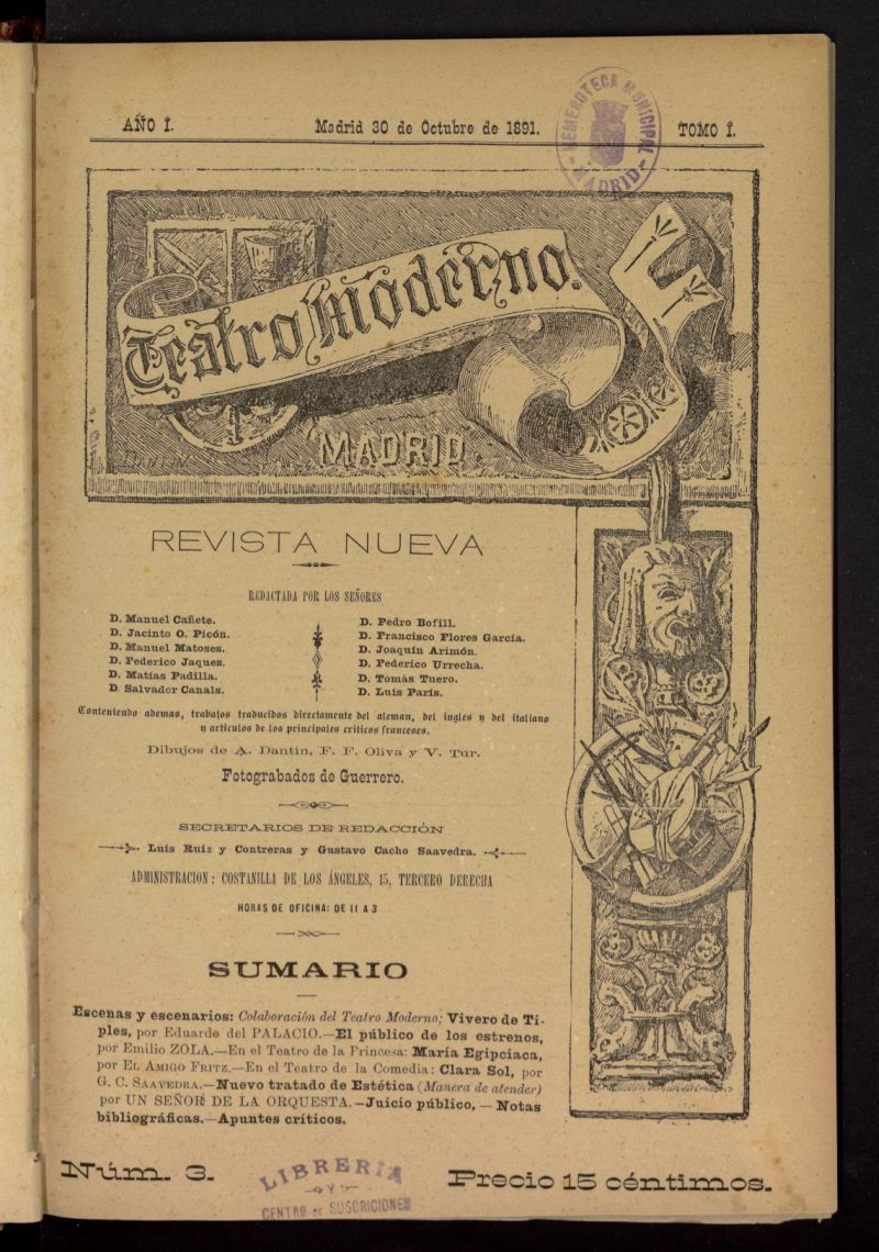 Teatro Moderno: revista nueva del 30 de octubre de 1891, nº 3