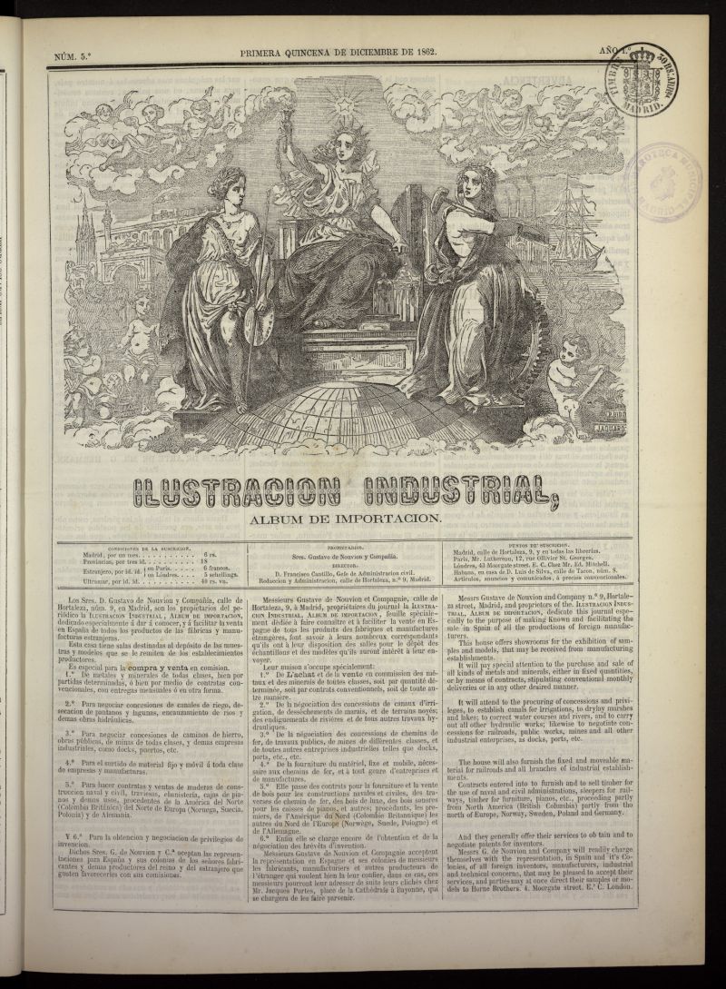 Ilustracin Industrial: lbum de importacin de la primera quincena de diciembre de 1862, n 5