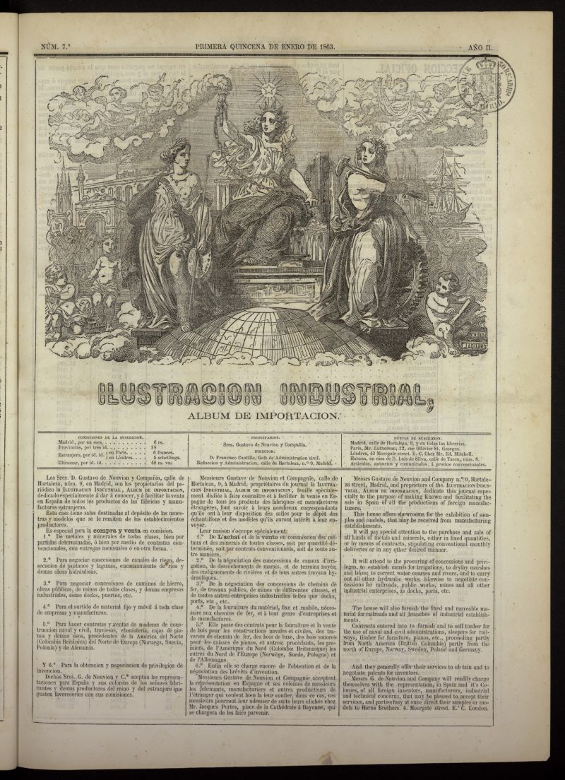 Ilustracin Industrial: lbum de importacin de la primera quincena de enero de 1863, n 7