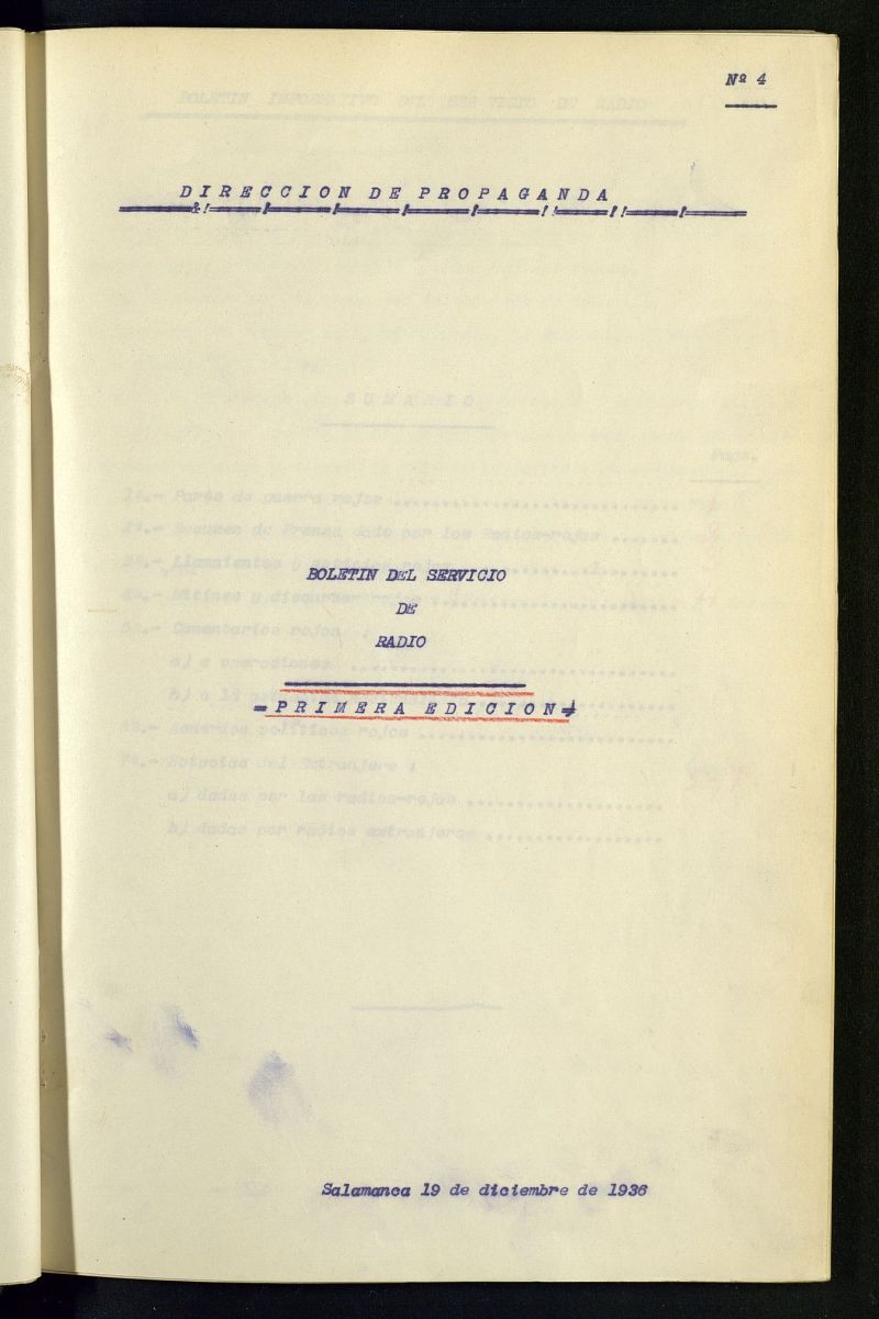 Boletín del Servicio de Radio del 19 de diciembre de 1936, nº 4