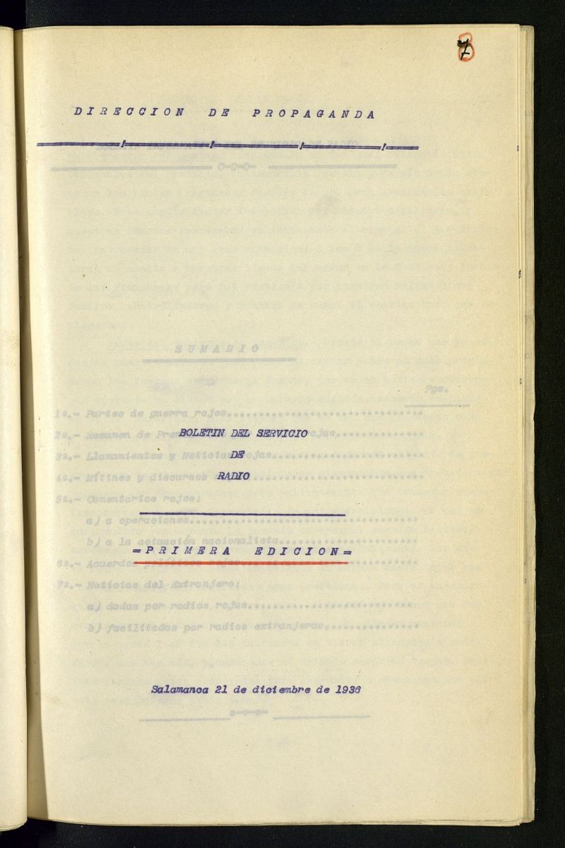 Boletín del Servicio de Radio del 21 de diciembre de 1936, nº 8