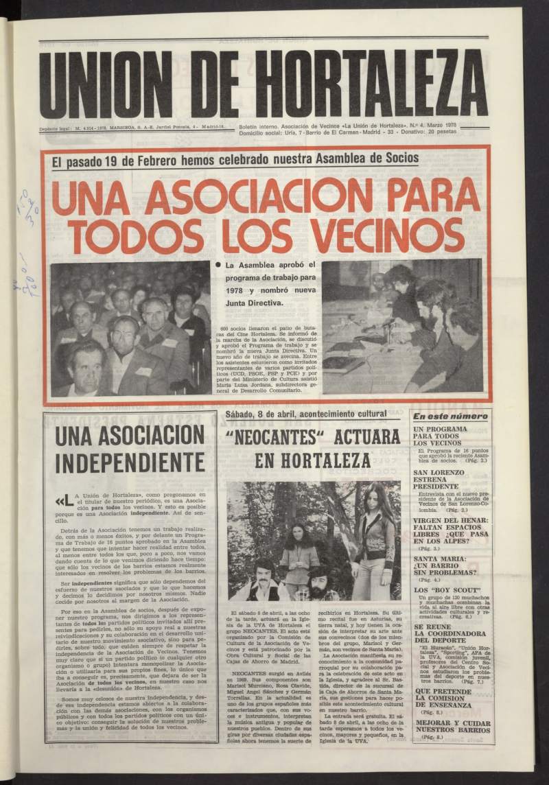 La Unin de Hortaleza de marzo de 1978, n 4