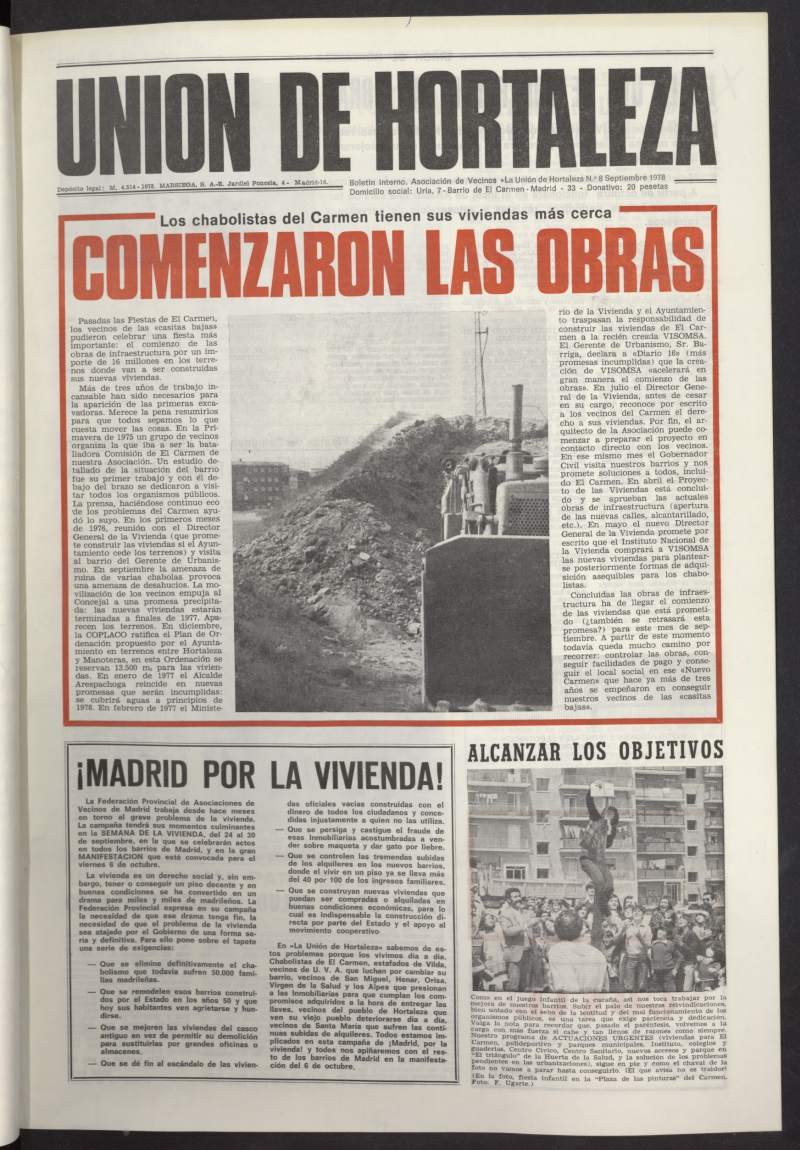 La Unión de Hortaleza de septiembre de 1978, nº 8