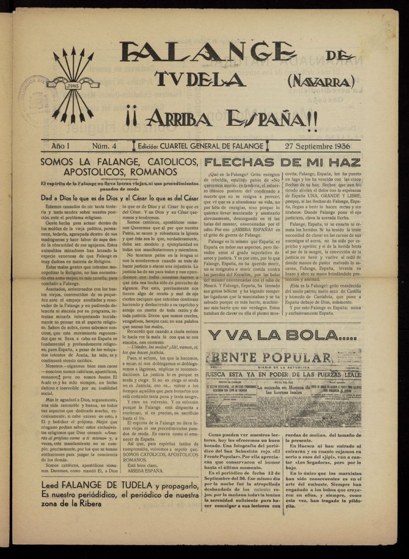 Falange de Tudela del 27 de septiembre de 1936, n 4