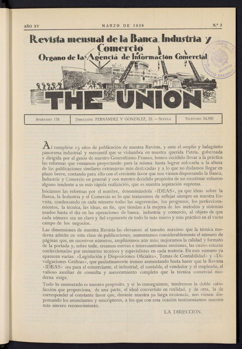 IDEAS : revista mensual de la banca, industria y comercio de marzo de 1938, n 3
