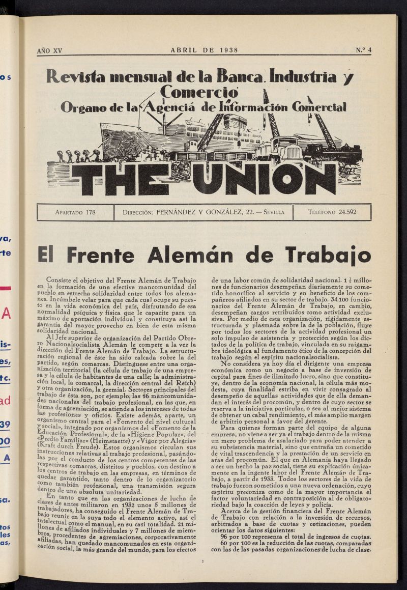 IDEAS : revista mensual de la banca, industria y comercio de abril de 1938, n 4
