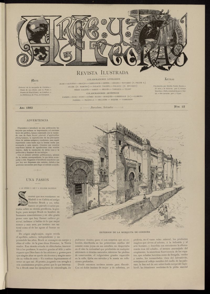 Arte y Letras: revista ilustrada de septiembre de 1883, n 12