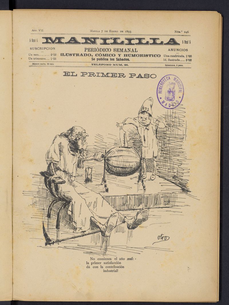 Manililla : periódico semanal ilustrado, cómico y humorístico del 7 de enero de 1893, nº 246