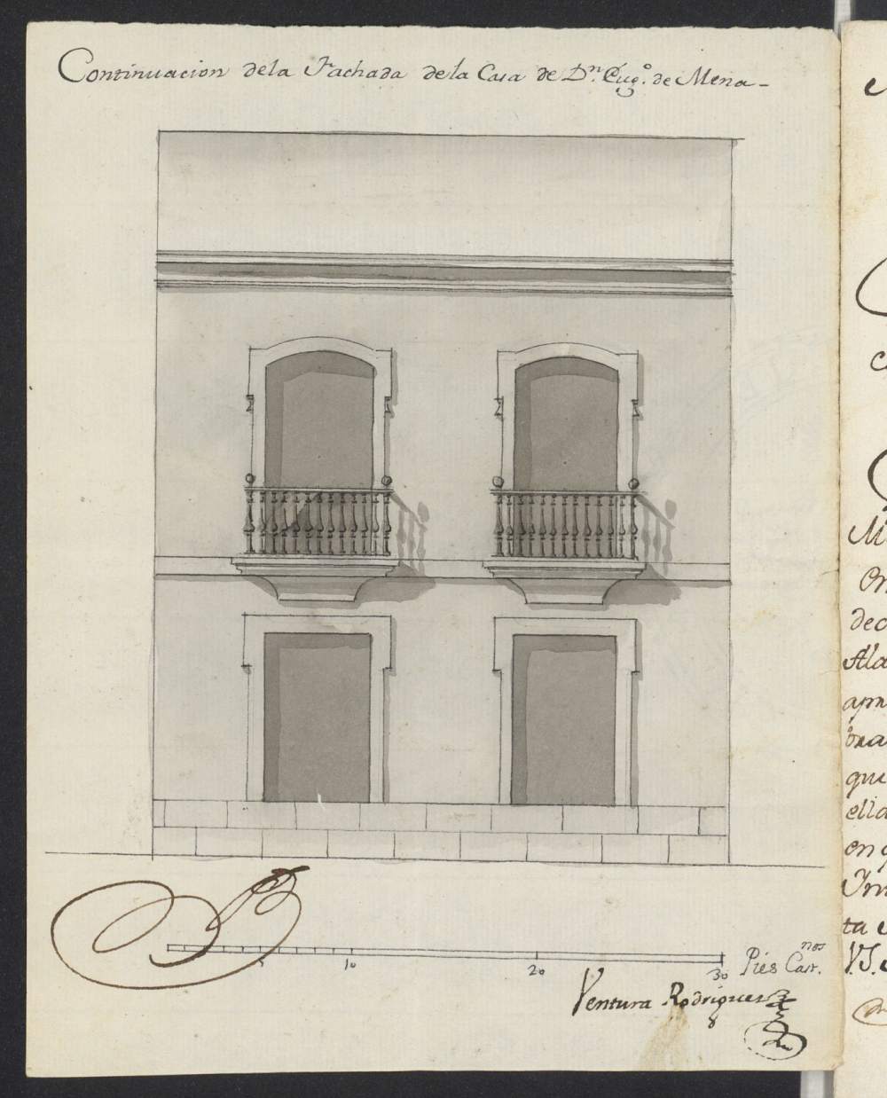 Continuacin de la fachada de la casa de Don Eugenio Mena en la calle Jardines antiguo nmero 51