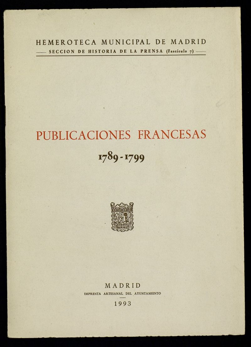 Publicaciones francesas : 1789-1799