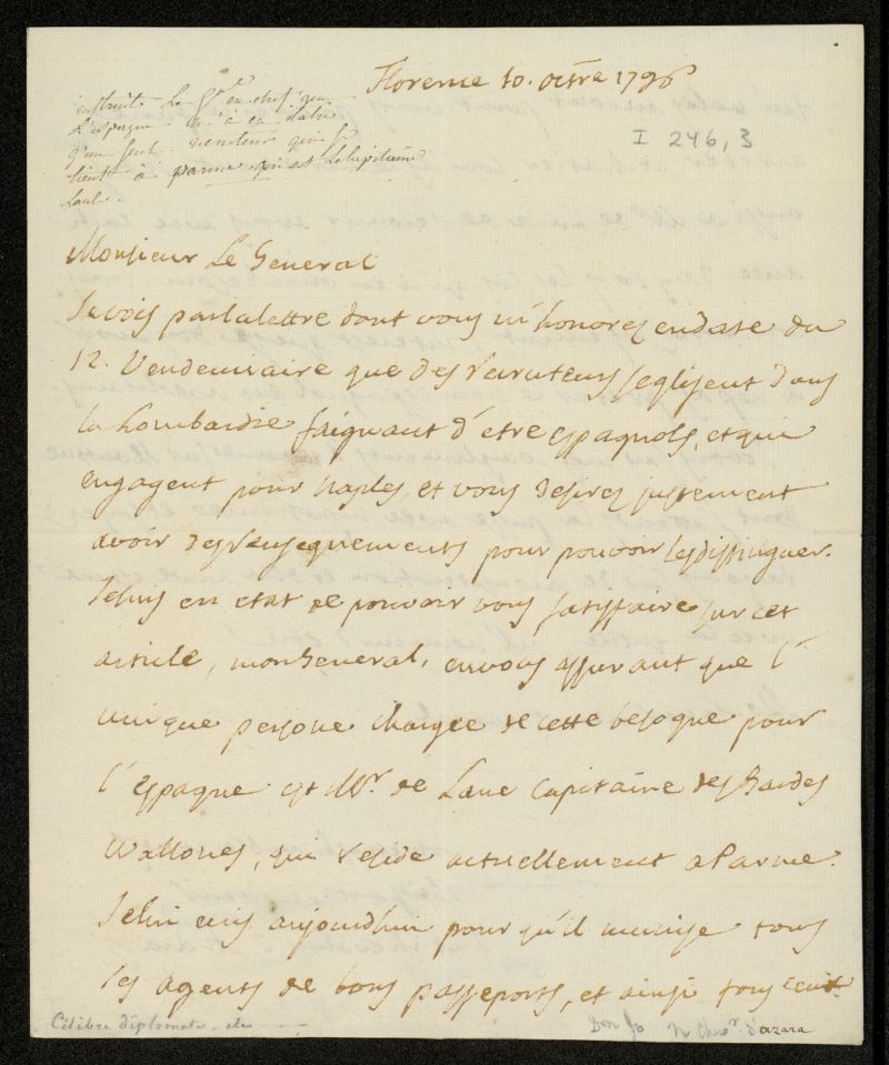 Carta del ilustrado aragons Jos Nicols de Azara, embajador de Espaa en Roma, a Napolen Bonaparte