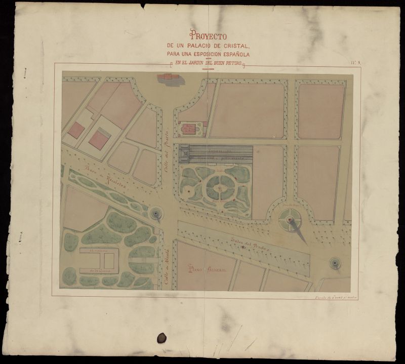 Proyecto de edificacin del Palacio de Cristal en el Jardn del Buen Retiro. Plano general