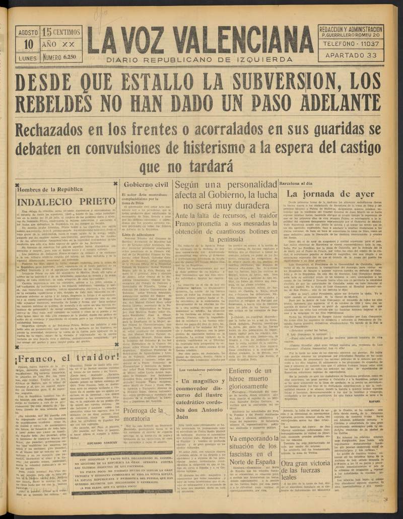 La Voz Valenciana del 10 de agosto de 1936