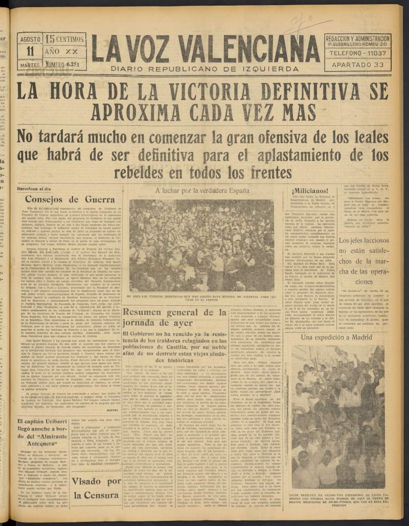La Voz Valenciana del 11 de agosto de 1936