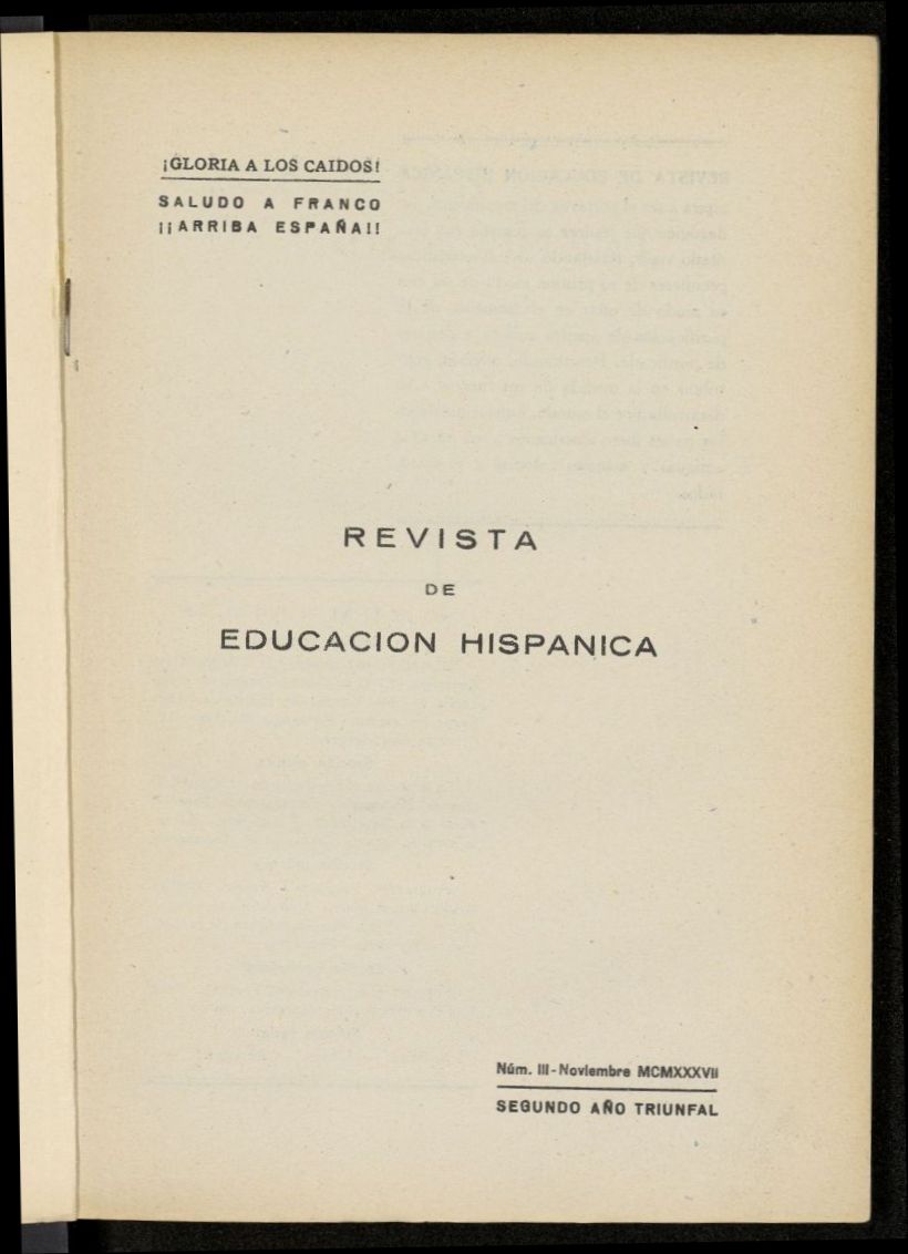 Revista de Educacin Hispnica de noviembre de 1937, n 3