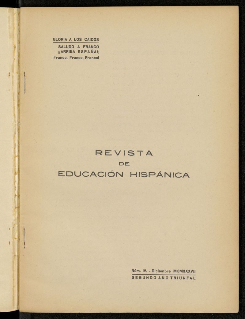 Revista de Educacin Hispnica de diciembre de 1937, n 4