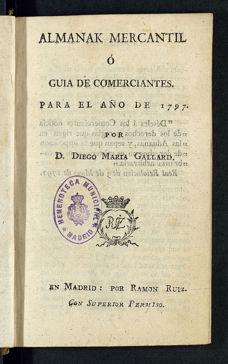 Almanak Mercantil o Gua de Comerciantes de 1797