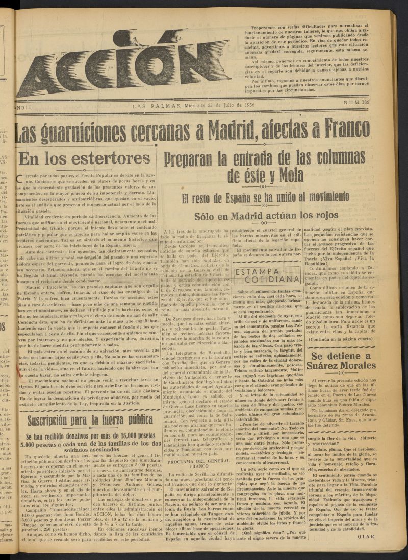 Accin (Las Palmas de Gran Canaria) del 22 de julio de 1936, n 386
