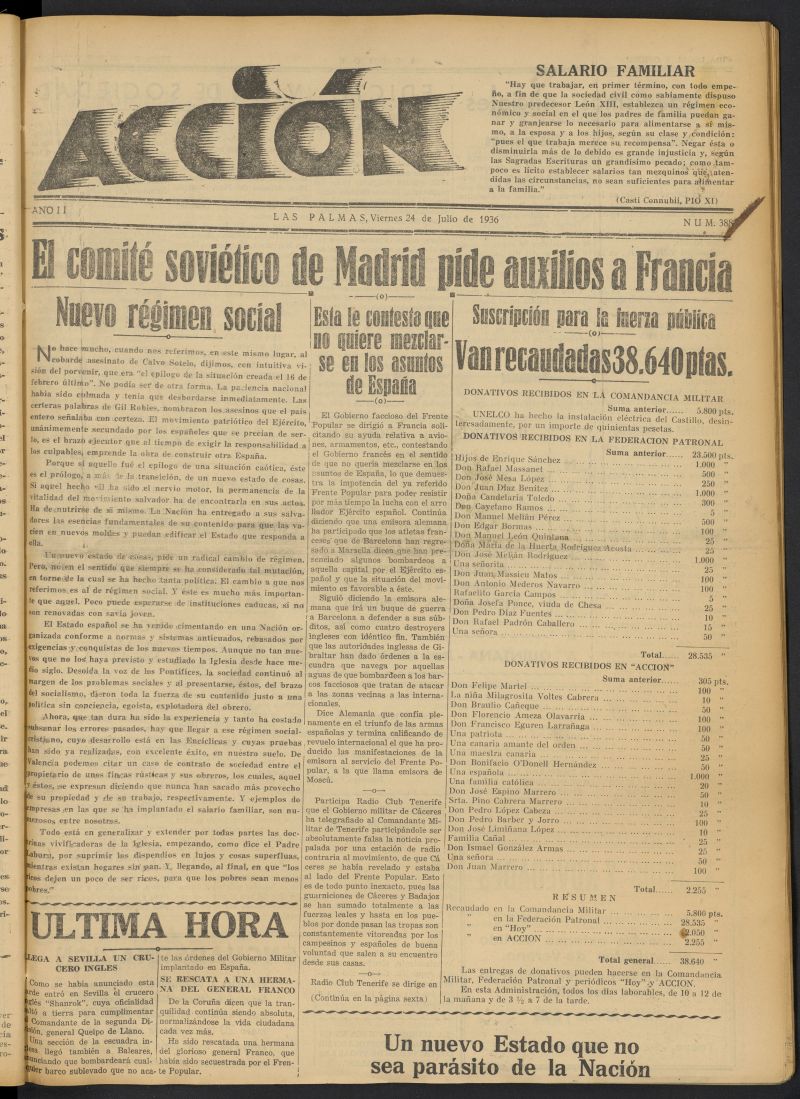 Accin (Las Palmas de Gran Canaria) del 24 de julio de 1936, n 388