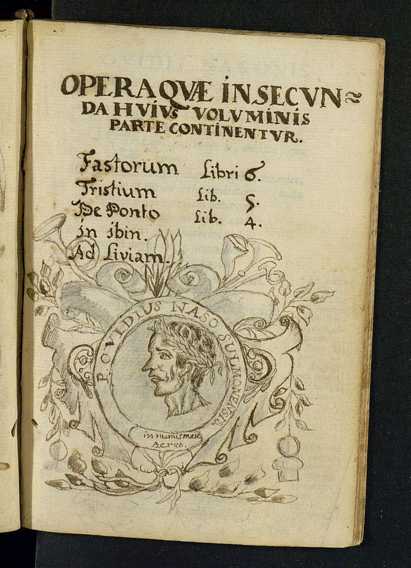 Fastorum Lib. VI ; Tristium Lib. V ; De Ponto Lib. IIII ; In ibin ; Ad Liviam