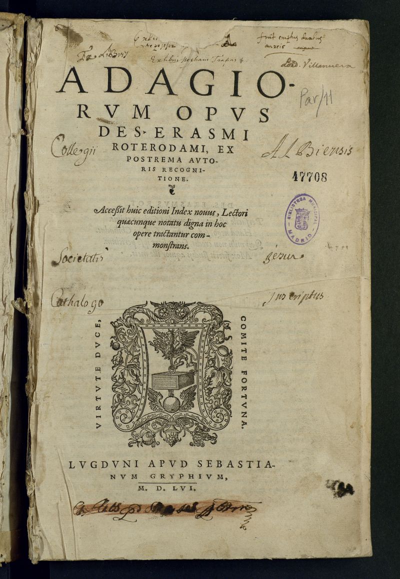 Adagiorum opus Des. Erasmi Roterodami : ex postrema autoris recognitione