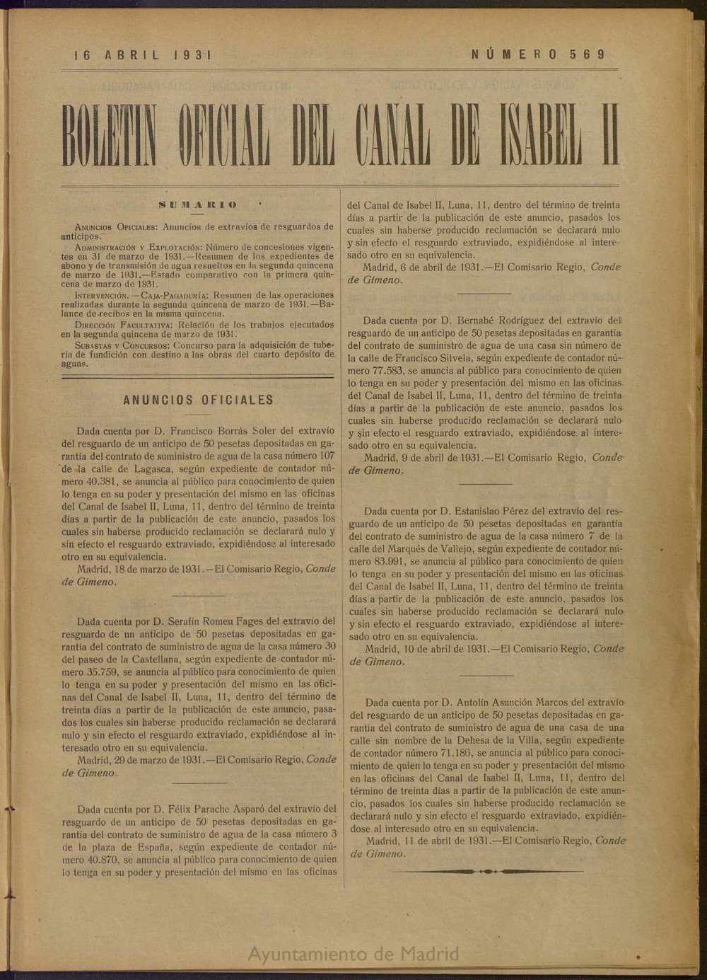 Boletín Oficial del Canal de Isabel II