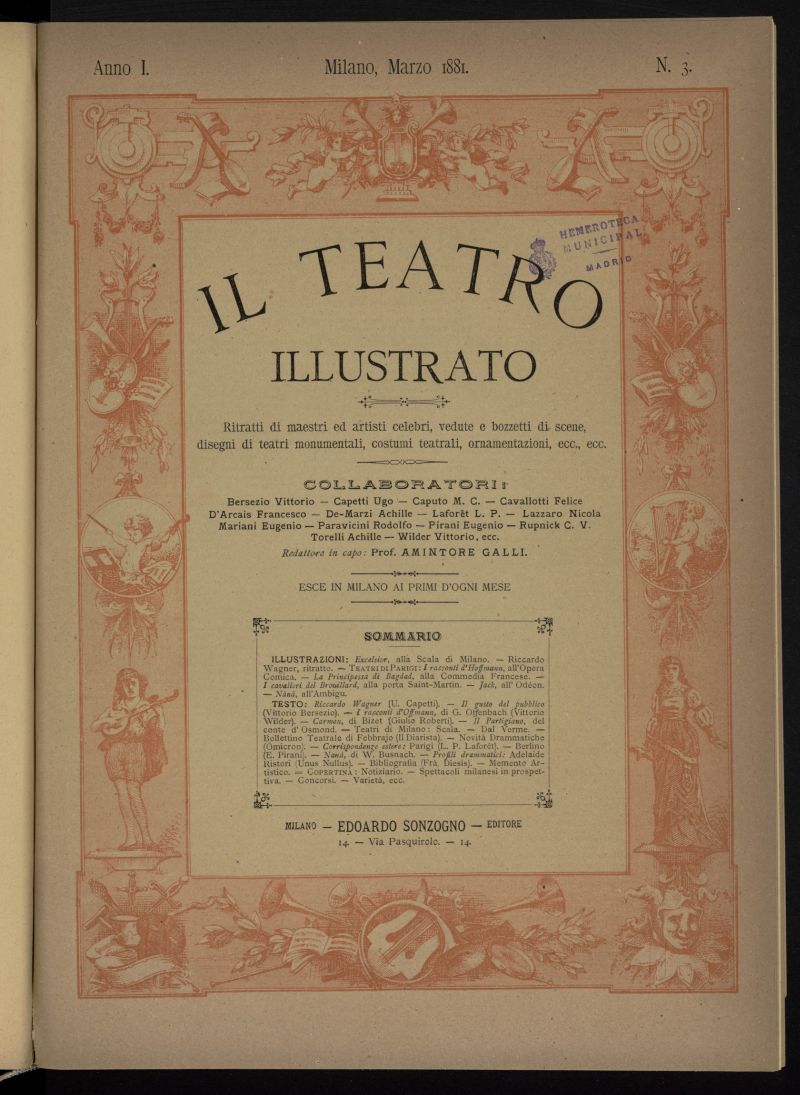 Il Teatro illustrato de marzo de 1881, suplemento al nº 3