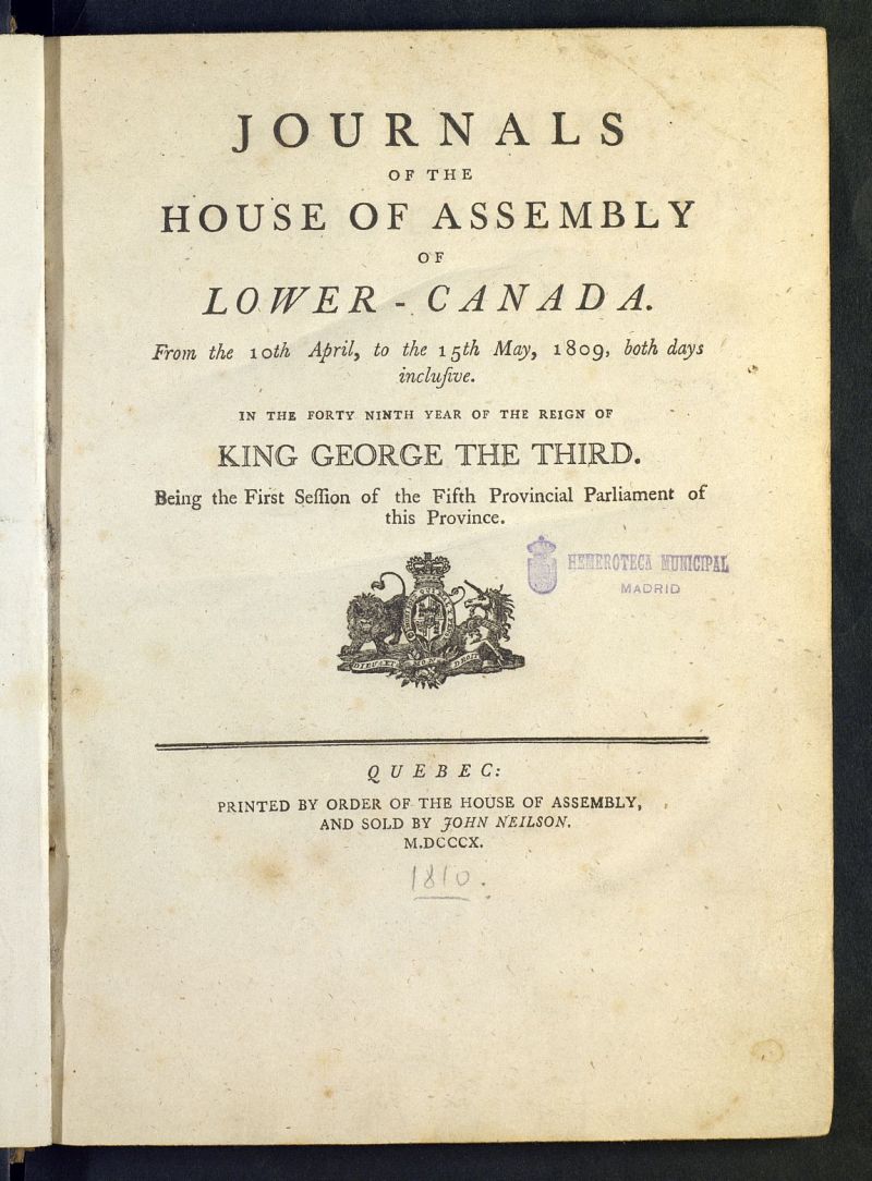 Journals of the House of Assembly of Lower