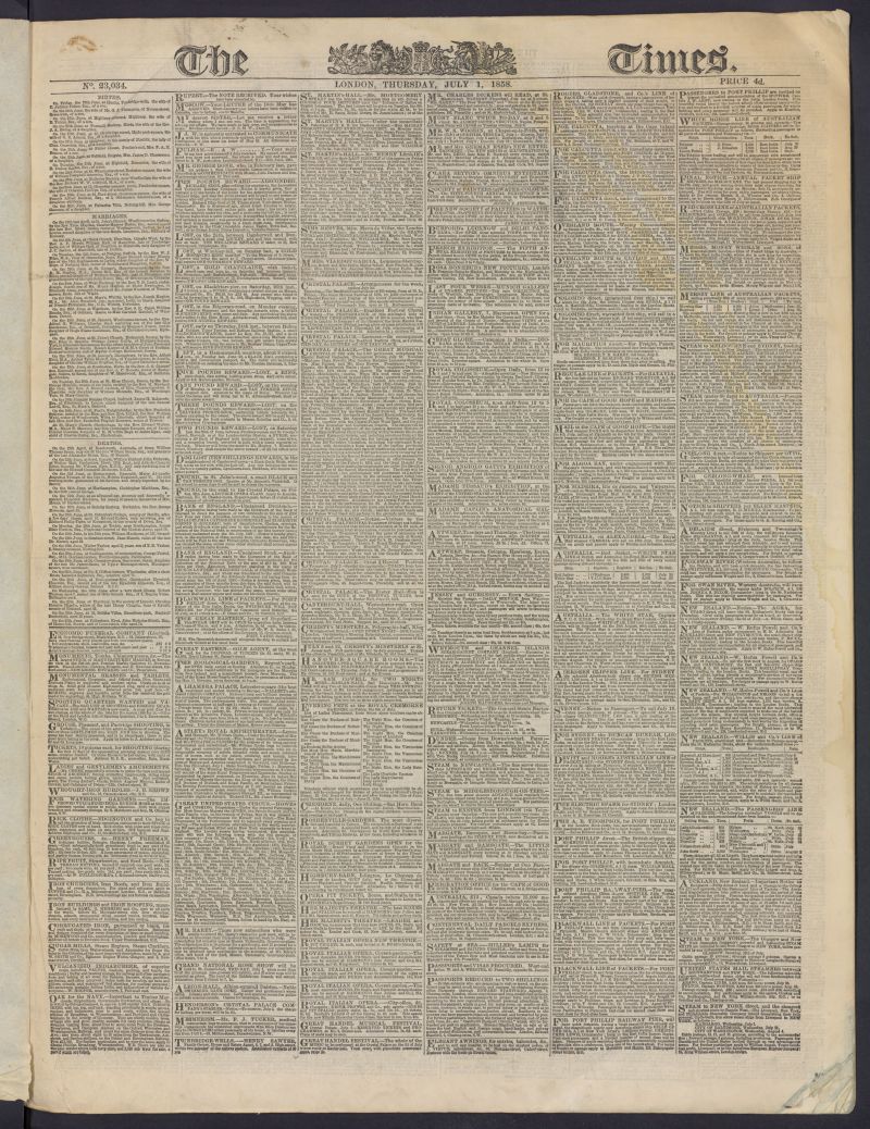 The Times del 1 de julio de 1858, n 23,034