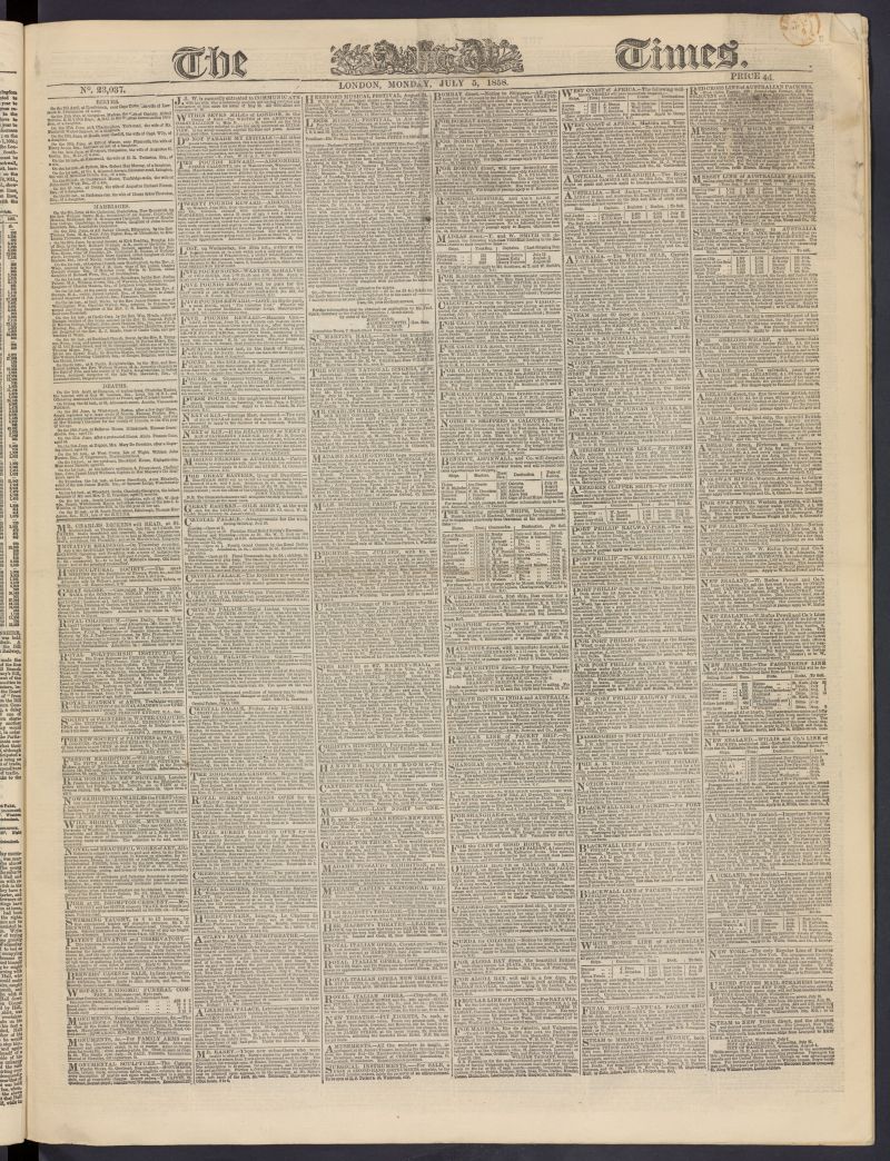 The Times del 5 de julio de 1858, n 23,037