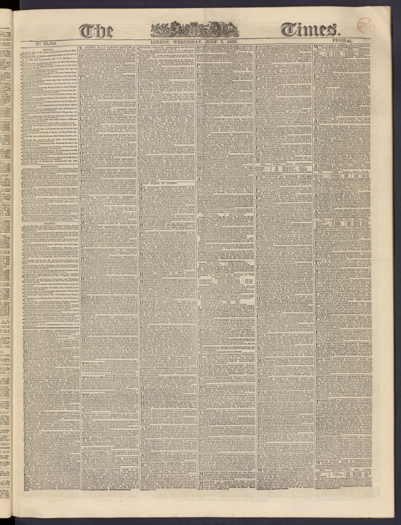 The Times del 7 de julio de 1858, n 23,039