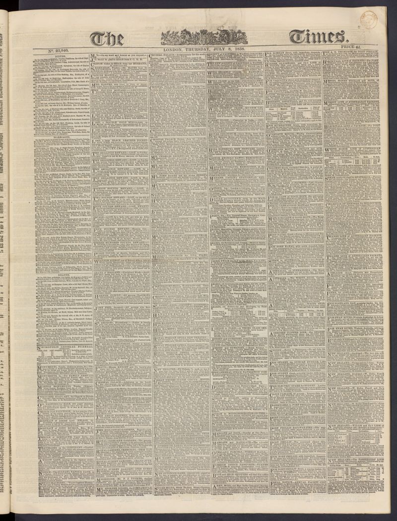 The Times del 8 de julio de 1858, n 23,040