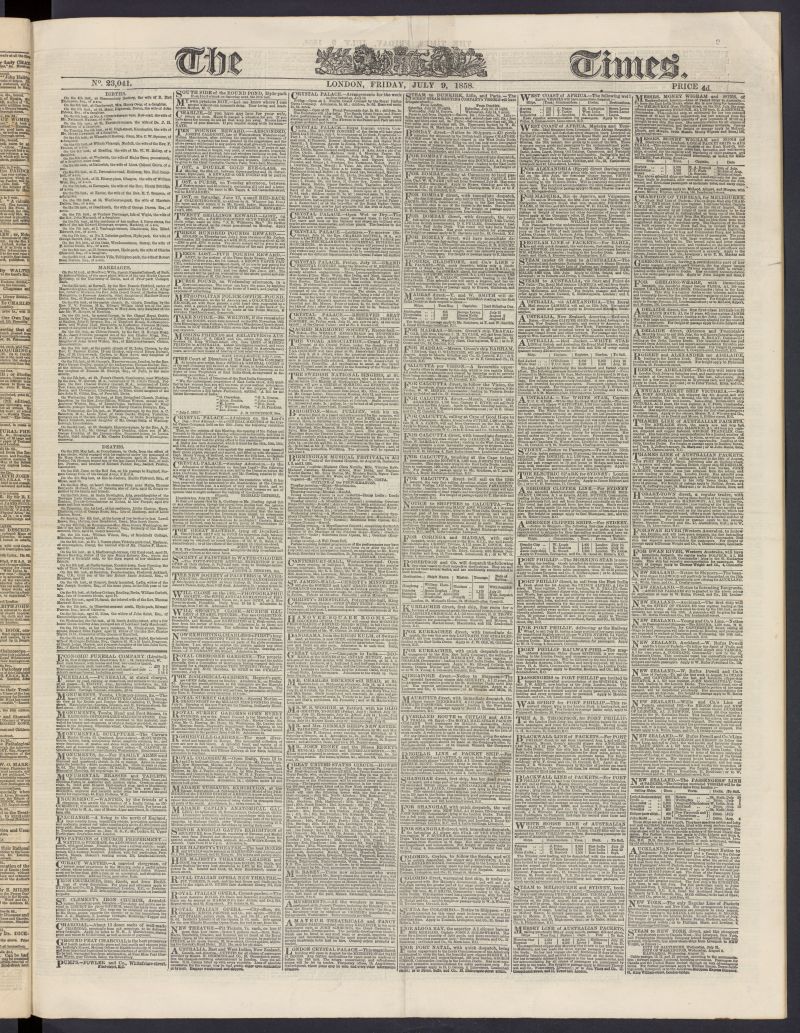 The Times del 9 de julio de 1858, n 23,041