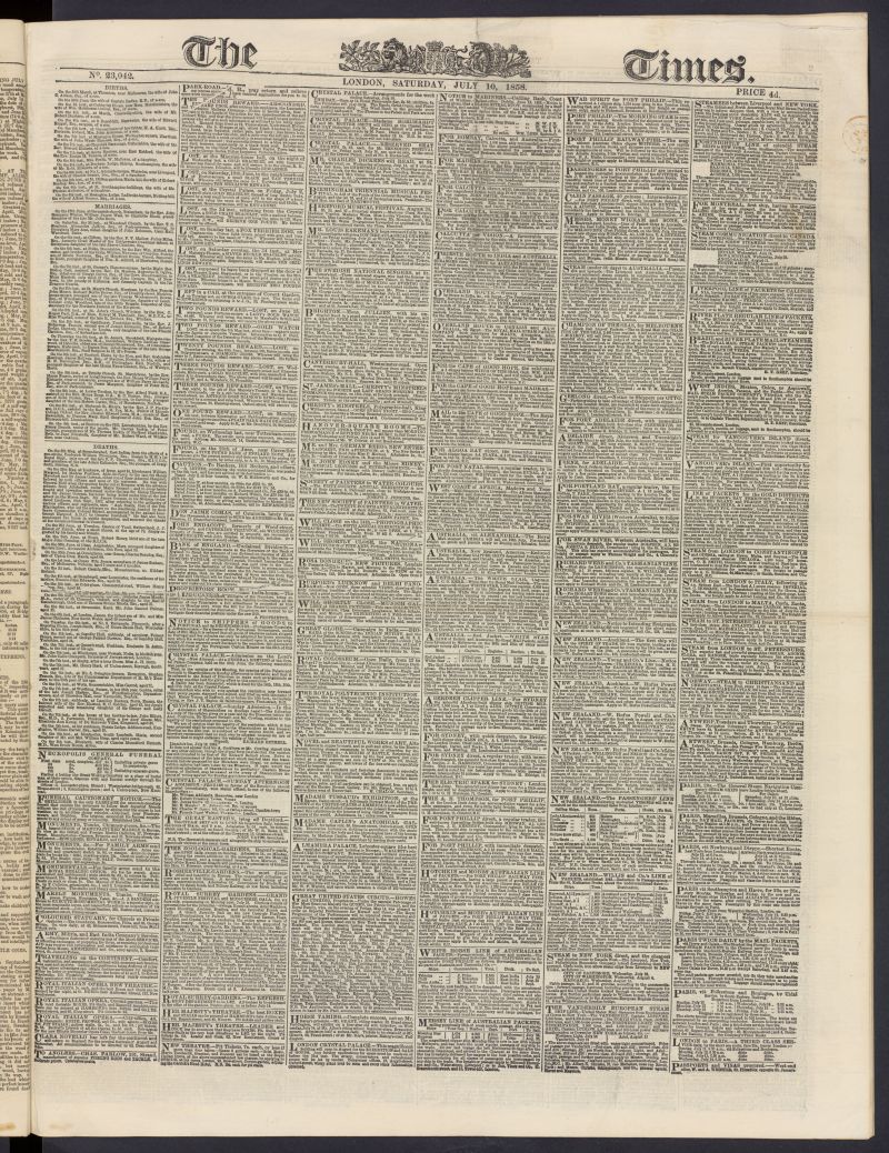 The Times del 10 de julio de 1858, n 23,042